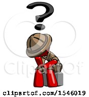 Poster, Art Print Of Red Explorer Ranger Man Thinker Question Mark Concept