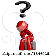Poster, Art Print Of Red Design Mascot Woman Thinker Question Mark Concept