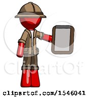 Red Explorer Ranger Man Showing Clipboard To Viewer