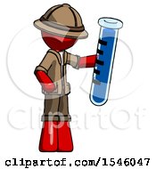 Poster, Art Print Of Red Explorer Ranger Man Holding Large Test Tube