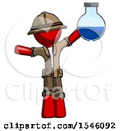 Red Explorer Ranger Man Holding Large Round Flask Or Beaker