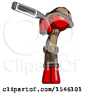 Poster, Art Print Of Red Explorer Ranger Man Thermometer In Mouth