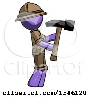 Poster, Art Print Of Purple Explorer Ranger Man Hammering Something On The Right