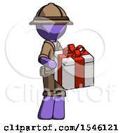 Poster, Art Print Of Purple Explorer Ranger Man Giving A Present