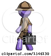 Poster, Art Print Of Purple Explorer Ranger Man Walking With Briefcase To The Left
