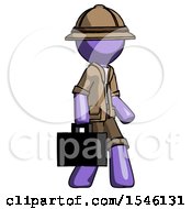 Poster, Art Print Of Purple Explorer Ranger Man Walking With Briefcase To The Right