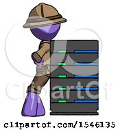 Poster, Art Print Of Purple Explorer Ranger Man Resting Against Server Rack