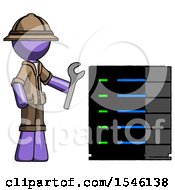 Poster, Art Print Of Purple Explorer Ranger Man Server Administrator Doing Repairs