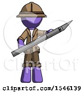 Poster, Art Print Of Purple Explorer Ranger Man Holding Large Scalpel