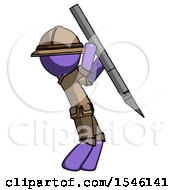 Poster, Art Print Of Purple Explorer Ranger Man Stabbing Or Cutting With Scalpel
