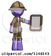 Poster, Art Print Of Purple Explorer Ranger Man Showing Clipboard To Viewer