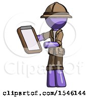 Poster, Art Print Of Purple Explorer Ranger Man Reviewing Stuff On Clipboard