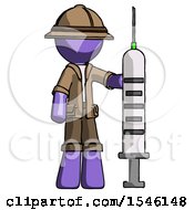 Poster, Art Print Of Purple Explorer Ranger Man Holding Large Syringe