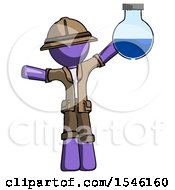 Poster, Art Print Of Purple Explorer Ranger Man Holding Large Round Flask Or Beaker