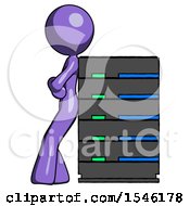 Poster, Art Print Of Purple Design Mascot Woman Resting Against Server Rack