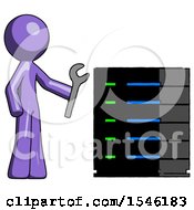Poster, Art Print Of Purple Design Mascot Man Server Administrator Doing Repairs