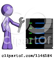 Poster, Art Print Of Purple Design Mascot Woman Server Administrator Doing Repairs