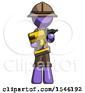 Purple Explorer Ranger Man Holding Large Drill