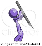 Purple Design Mascot Woman Stabbing Or Cutting With Scalpel