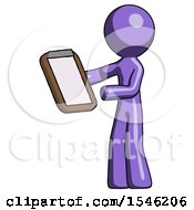 Poster, Art Print Of Purple Design Mascot Man Reviewing Stuff On Clipboard