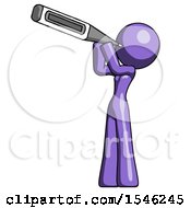 Poster, Art Print Of Purple Design Mascot Woman Thermometer In Mouth