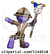 Poster, Art Print Of Purple Explorer Ranger Man Holding Jester Staff Posing Charismatically