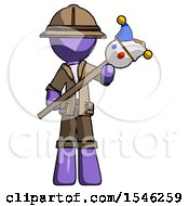Purple Explorer Ranger Man Holding Jester Diagonally