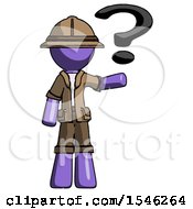 Poster, Art Print Of Purple Explorer Ranger Man Holding Question Mark To Right