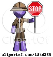 Purple Explorer Ranger Man Holding Stop Sign