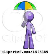 Poster, Art Print Of Purple Design Mascot Man Holding Umbrella Rainbow Colored