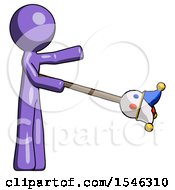 Purple Design Mascot Man Holding Jesterstaff I Dub Thee Foolish Concept
