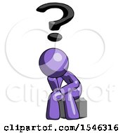 Purple Design Mascot Man Thinker Question Mark Concept