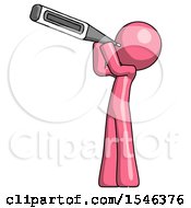 Poster, Art Print Of Pink Design Mascot Man Thermometer In Mouth