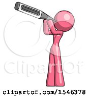 Poster, Art Print Of Pink Design Mascot Woman Thermometer In Mouth
