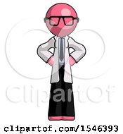 Poster, Art Print Of Pink Doctor Scientist Man Hands On Hips