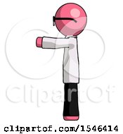 Poster, Art Print Of Pink Doctor Scientist Man Pointing Left