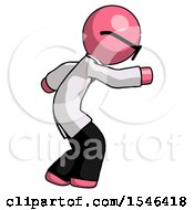 Pink Doctor Scientist Man Sneaking While Reaching For Something