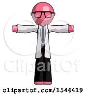 Poster, Art Print Of Pink Doctor Scientist Man T-Pose Arms Up Standing