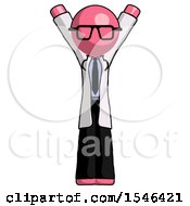 Pink Doctor Scientist Man Hands Up