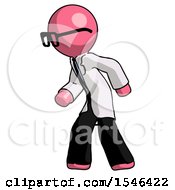 Pink Doctor Scientist Man Suspense Action Pose Facing Left