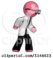 Pink Doctor Scientist Man Suspense Action Pose Facing Right