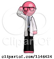 Poster, Art Print Of Pink Doctor Scientist Man Soldier Salute Pose
