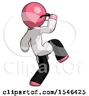 Pink Doctor Scientist Man Kick Pose Start