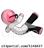 Poster, Art Print Of Pink Doctor Scientist Man Falling Backwards