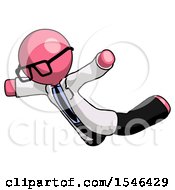 Poster, Art Print Of Pink Doctor Scientist Man Skydiving Or Falling To Death