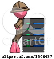 Poster, Art Print Of Pink Explorer Ranger Man Resting Against Server Rack
