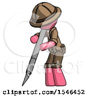 Poster, Art Print Of Pink Explorer Ranger Man Cutting With Large Scalpel
