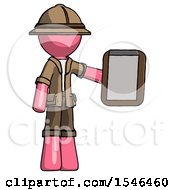 Poster, Art Print Of Pink Explorer Ranger Man Showing Clipboard To Viewer