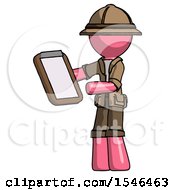 Poster, Art Print Of Pink Explorer Ranger Man Reviewing Stuff On Clipboard