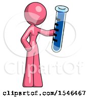 Pink Design Mascot Woman Holding Large Test Tube